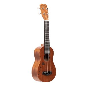 Islander Sopran Ukulele mit Decke aus Mahagoni und Hawaii Insel Gravur