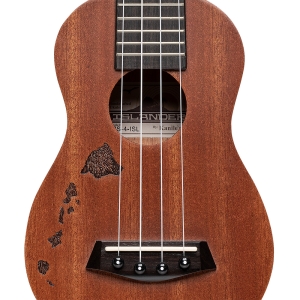 Islander Sopran Ukulele mit Decke aus Mahagoni und Hawaii Insel Gravur Bild 2