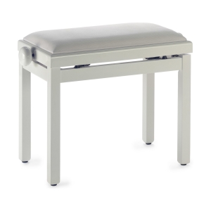 Stagg Klavierbank PB39 Perlwei� hochglanz mit Samt Sitzfl�che wei�
