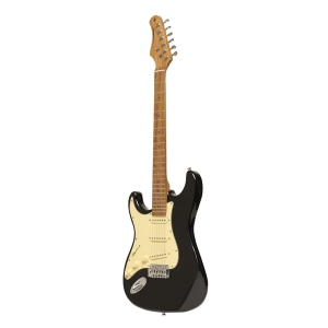 Stagg E-Gitarre 55 Serie mit Paulowniakorpus Schwarz gl�nzend Linksh�ndermodell