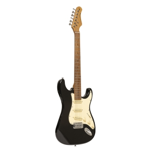 Stagg E-Gitarre 55 Serie mit Paulowniakorpus Schwarz gl�nzend