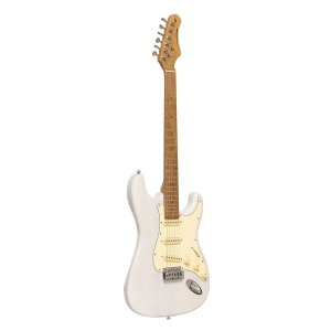 Stagg E-Gitarre 55 Serie mit Paulowniakorpus White Blonde gl�nzend