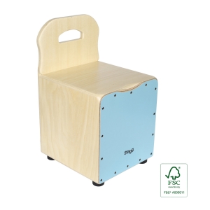 Stagg Kinder Cajon mit Rckenlehne Frontplatte blau
