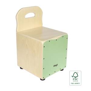 Stagg Kinder Cajon mit Rckenlehne Frontplatte grn