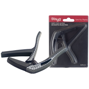 Stagg Trigger Kapodaster f�r Akustik und E-Gitarre gew�lbt carbon