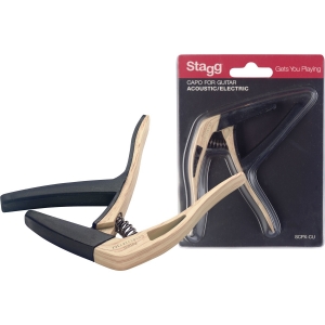 Stagg Trigger Kapodaster f�r Akustik und E-Gitarre gew�lbt Holzoptik