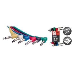 Mono Patchkabel, 6 x Klinke/Klinke (m/m, L-Form), 8 cm, Kunstoff-Spritzguss