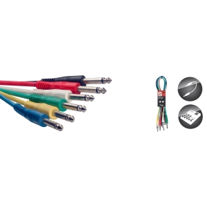Mono Patchkabel, 6 x Klinke/Klinke (m/m), 60 cm, Kunstoff-Spritzguss