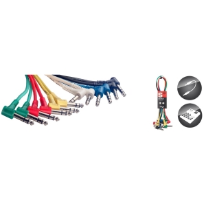 Stereo Patchkabel, 6 x Klinke/Klinke (m/m, L-Form), 60 cm, Kunstoff-Spritzguss