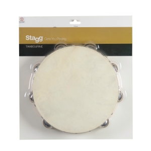 Stagg Holz Tamburin 10 Zoll vorgestimmt, 2 Reihen Schellen Bild 1