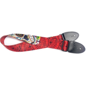 Stagg Gitarrengurt mit mexican Skull Motiv rot