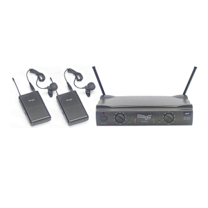 Stagg UHF 2-Kanal Ansteck Mikrofon Funksystem