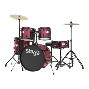 Stagg Drumset 20 Zoll mit Hardware und Becken 5-teilig Weinrot