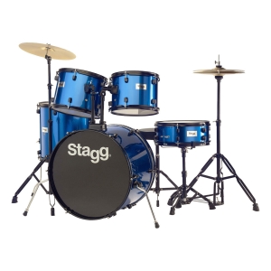 Stagg Drumset 22 Zoll mit Hardware und Becken 5-teilig blau