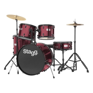 Stagg Drumset 22 Zoll mit Hardware und Becken 5-teilig Weinrot