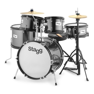 Stagg 16 Zoll Kinder Drumset mit Hardware, 5-teilig schwarz