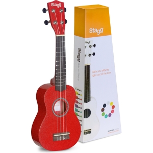 Stagg Sopran Ukulele rot mit Gigbag