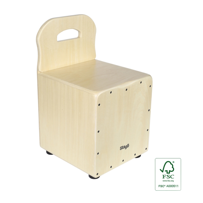 Stagg Kinder Cajon mit Rückenlehne Frontplatte natur DrumFactory