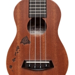 Islander Sopran Ukulele mit Decke aus Mahagoni und Hawaii Insel Gravur Bild 2