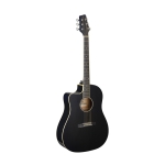 Stagg el. akustische Slope Shoulder Dreadnought Gitarre schwarz Linkshnder