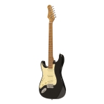 Stagg E-Gitarre 55 Serie mit Paulowniakorpus Schwarz glnzend Linkshndermodell