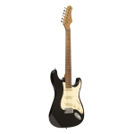 Stagg E-Gitarre 55 Serie mit Paulowniakorpus Schwarz glnzend