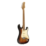 Stagg E-Gitarre 55 Serie mit Paulowniakorpus Sunburst glnzend