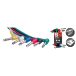 Mono Patchkabel, 6 x Klinke/Klinke (m/m, L-Form), 10 cm, Kunstoff-Spritzguss