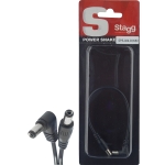 Stromkabel, DC/DC (m/m,L-Form/gerade), 20 cm, Schwarz
